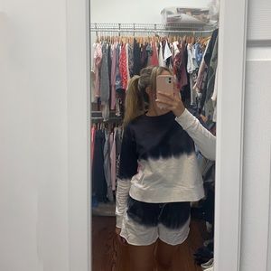 Selling shorts and long sleeve top set, navy and white, comfy